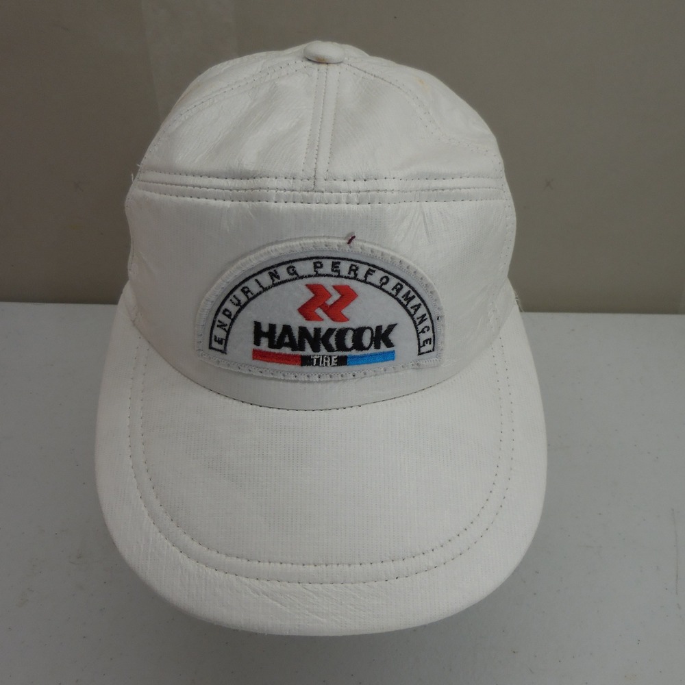 Vintage Hankook Tire Enduring Performance Snapback Hat White Polyethylene Korea